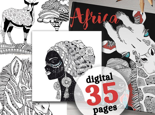 Afrika Malbuch für Erwachsene (Digital) - Monsoon Publishing