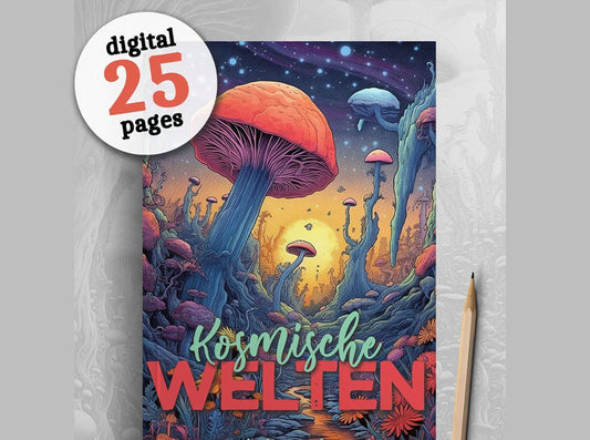 Alien Landschaften Malbuch Graustufen (Digital) - Monsoon Publishing