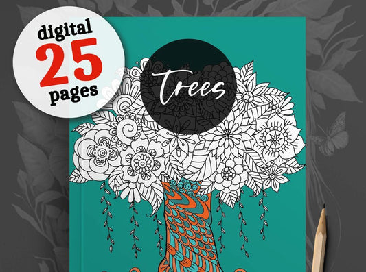 Baum Malbuch für Erwachsene (Digital) - Monsoon Publishing