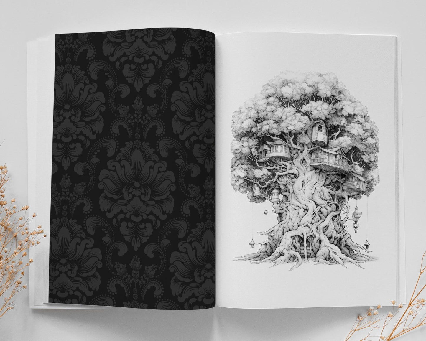 Bäume Malbuch Graustufen (Digital) - Monsoon Publishing