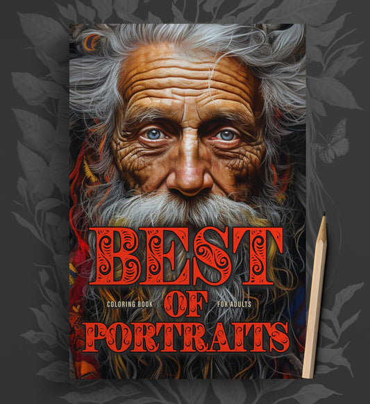 Best of Portraits Malbuch Graustufen (Buchdruck) - Monsoon Publishing