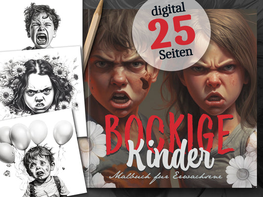 Bockige Kinder Malbuch Graustufen (Digital) - Monsoon Publishing