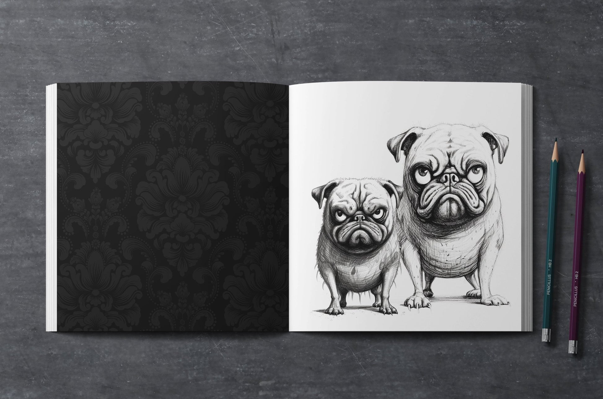 Grantige Hunde Malbuch Graustufen (Buchdruck) - Monsoon Publishing