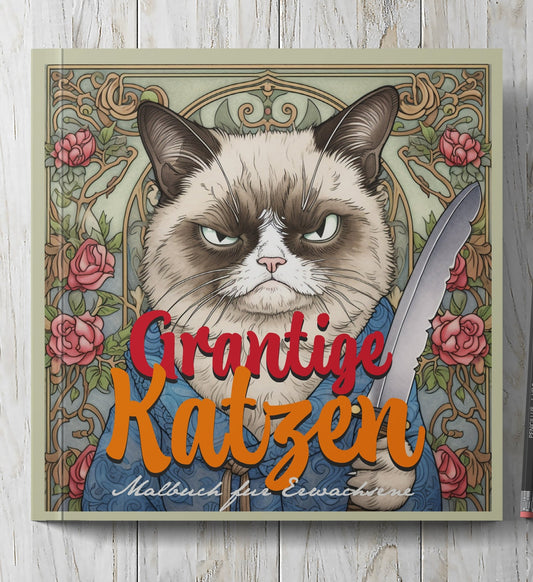 Grantige Katzen Malbuch Graustufen (Buchdruck) - Monsoon Publishing