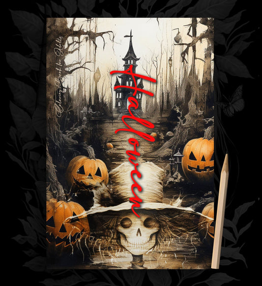 Halloween Malbuch Graustufen (Buchdruck) - Monsoon Publishing