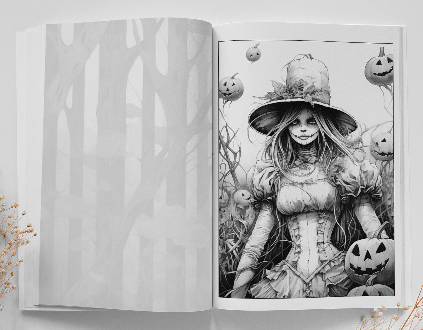Halloween Malbuch Graustufen (Digital) - Monsoon Publishing