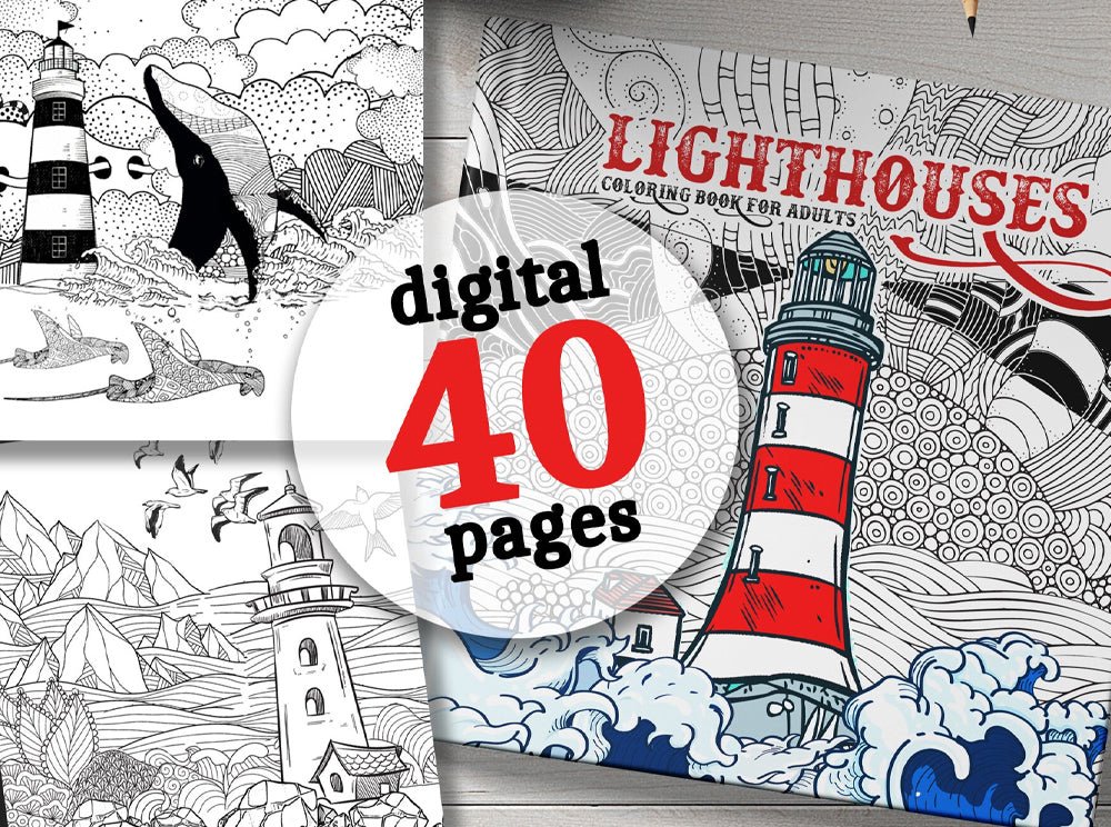 Leuchttürme Malbuch für Erwachsene (Digital) - Monsoon Publishing