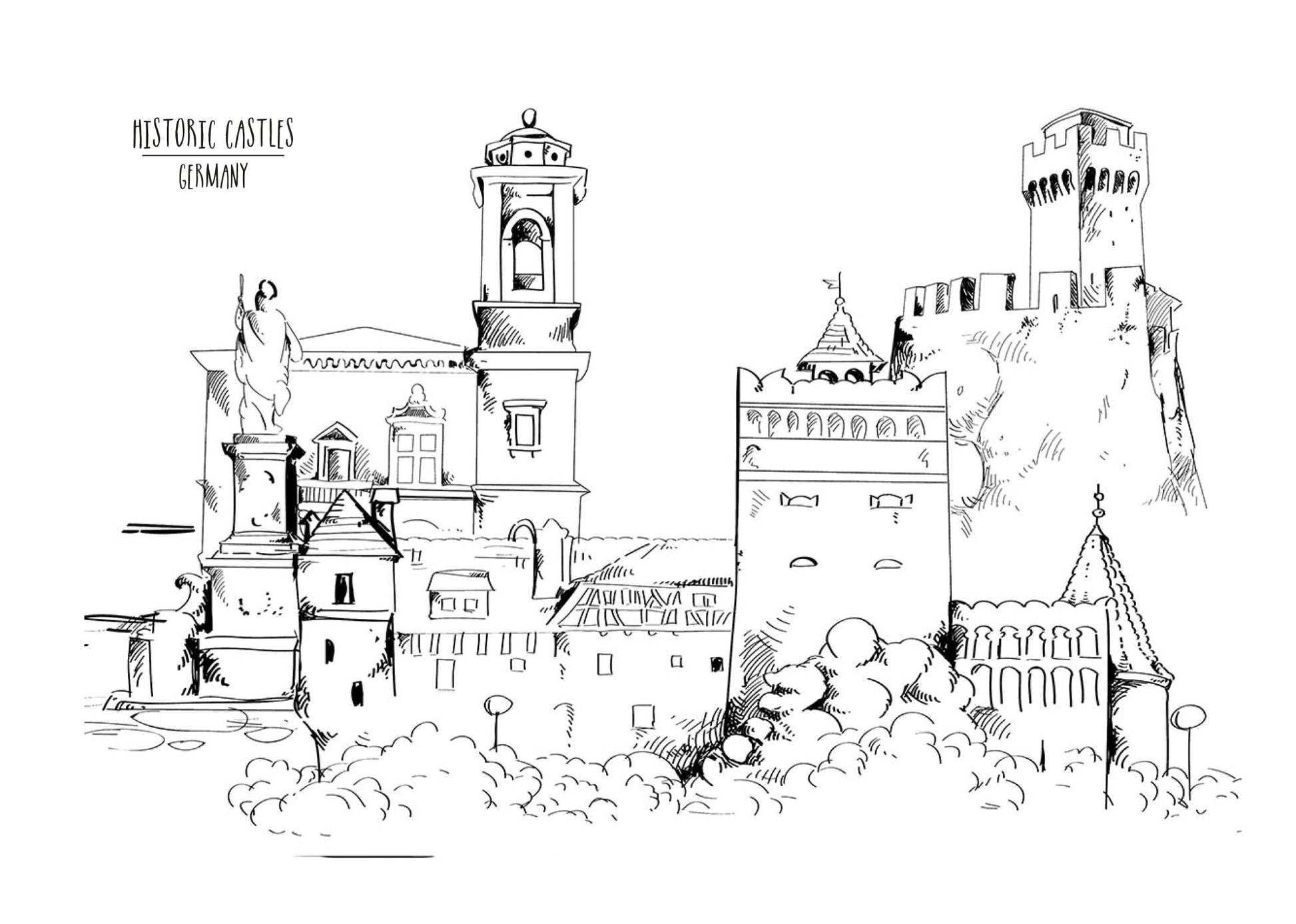 Städte Häuser Burgen Malbuch für Erwachsene 2 (Digital) - Monsoon Publishing