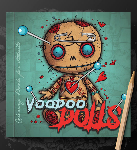 Voodoo Puppen Malbuch Graustufen (Buchdruck) - Monsoon Publishing